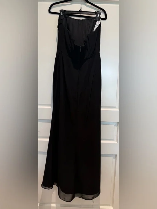 Azazie Saige A10 - Chiffon Elegant Black Strapless Evening Gown - Black - Picture 3 of 6